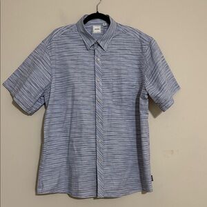 Rowm Men's Casual Blue Button Down Shirt XLT casual vacation cotton office retro